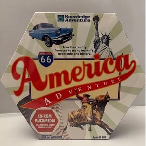 Knowledge Adventure America Adventure PC Game‎ CD-ROM DOS Windows JumpStart Vtg